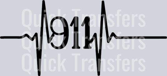 The Premium Dispatcher 911 EKG Heartbeat Graphic Transfer by Quick Transfers features a central
