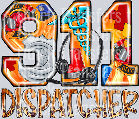 The Heroic 911 Dispatcher EMS Fire Police Badge Transfer by Quick Transfers features large