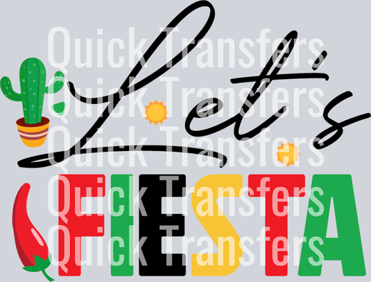 The Quick Transfers Bold Lets Fiesta Cactus And Chili DTF Heat Press Transfer features vibrant