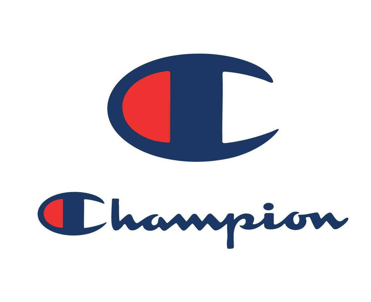 Logo of the brand Champion, featuring a large blue 