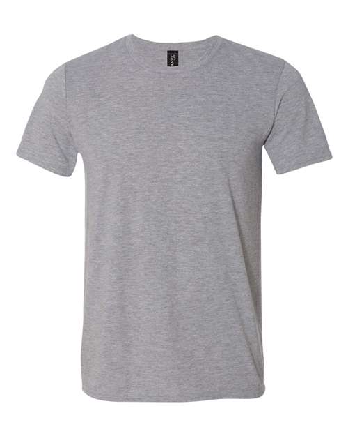 Load image into Gallery viewer, A plain gray short-sleeve Gildan Softstyle® Triblend T-Shirt is shown on a white background. With a crew neckline and simple design, this shirt offers moisture-management and sustainable manufacturing for comfort and eco-friendliness.
