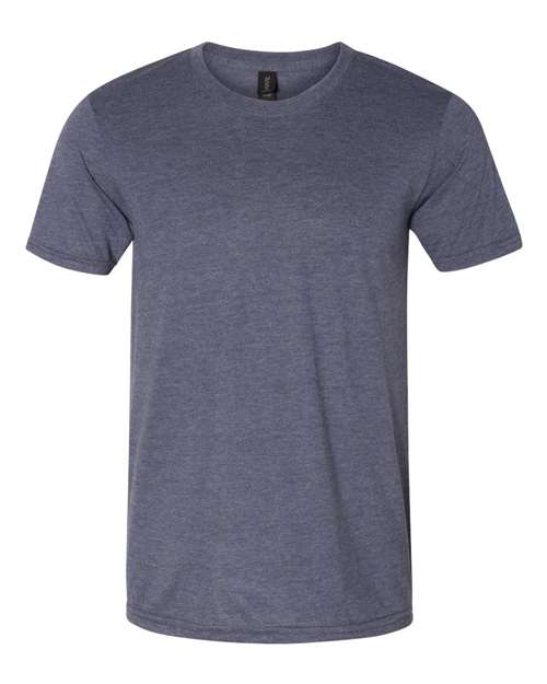 Load image into Gallery viewer, The Gildan Softstyle® Triblend T-Shirt in gray, displayed on a white background, features an ultra-soft hand feel and a simple round neckline. Its fabric is soft and slightly textured, showcasing Gildan&#39;s commitment to sustainable manufacturing.
