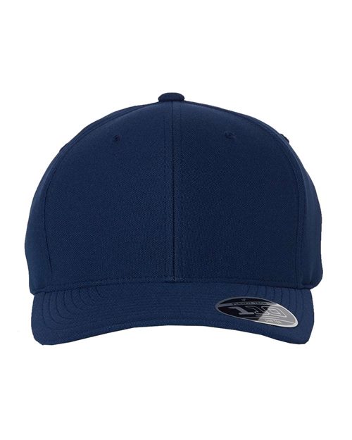 Load image into Gallery viewer, The Flexfit - 110® Cool &amp; Dry Mini-Piqué Cap from Flexfit is a plain navy blue baseball cap with a curved brim and a silver sticker on the left side. It&#39;s crafted with water-repellent fabric to keep you dry during unexpected showers.
