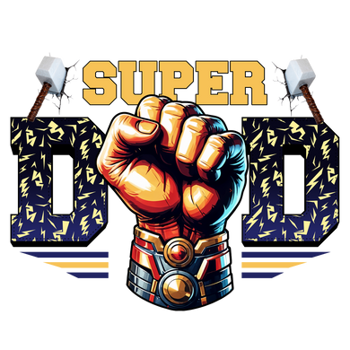 A superhero fist wearing a Thor gauntlet punches upward between 