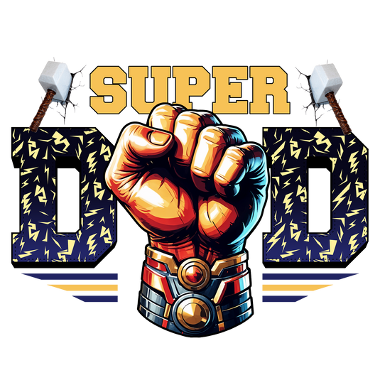 A superhero fist wearing a Thor gauntlet punches upward between 