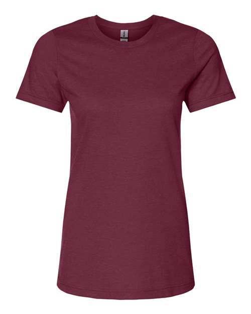 Load image into Gallery viewer, Displayed on a white background, the maroon Gildan - Softstyle® Women&#39;s CVC T-Shirt offers a fitted cut for style and comfort.
