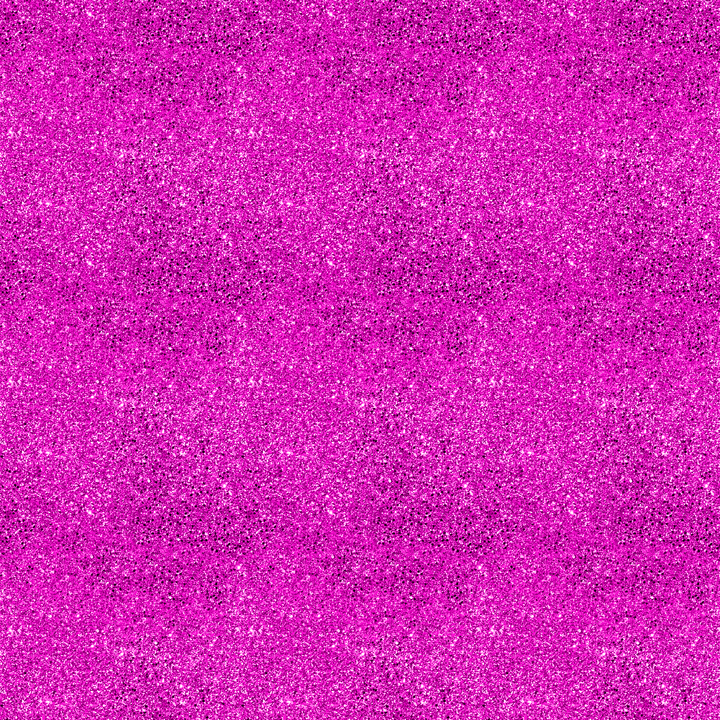 The image is filled with a vibrant pink texture, similar to Quick Transfers' EconoGlitter Vinyl 19.8" x 12", creating a sparkling effect. The durable glitter particles vary in size, giving it a textured and dynamic look.