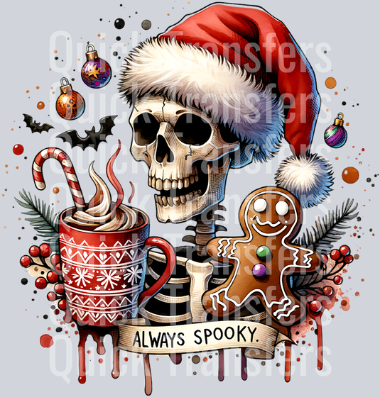 always spooky skeleton with hot chocolate