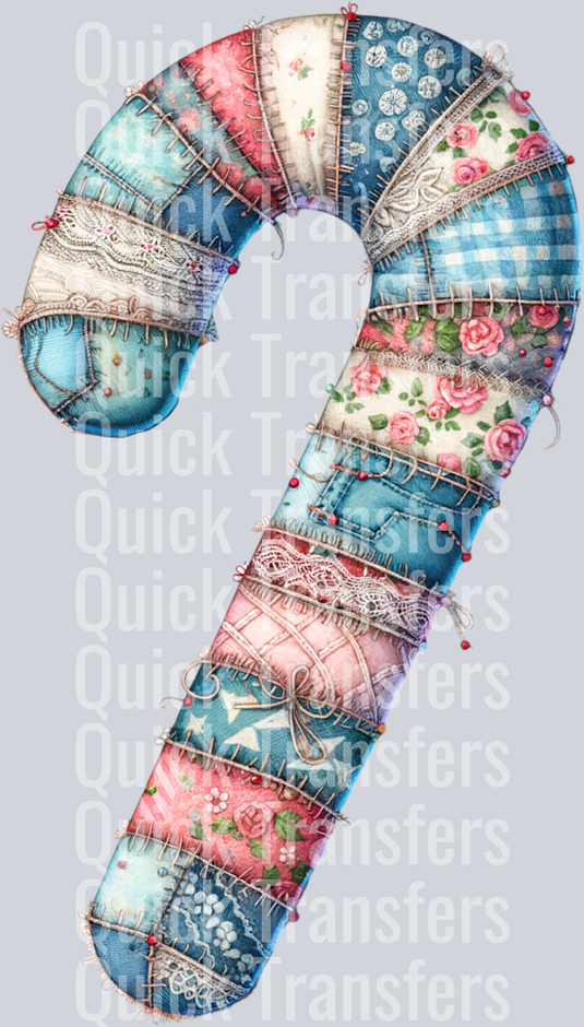 PATCHWORK CANDY CANE CLIPART