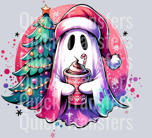 GHOST WITH CHRISTMAS TREE PNG