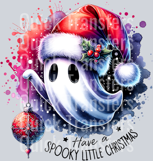 HAVE A SPOOKY LITTLE CHRISTMAS GHOST HOLDING ORNAMENT PNG