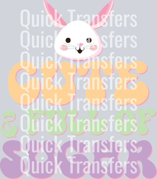 A smiling bunny face sits above colorful 