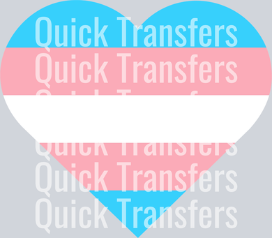The Trans Heart design showcases transgender pride colors in the background. 