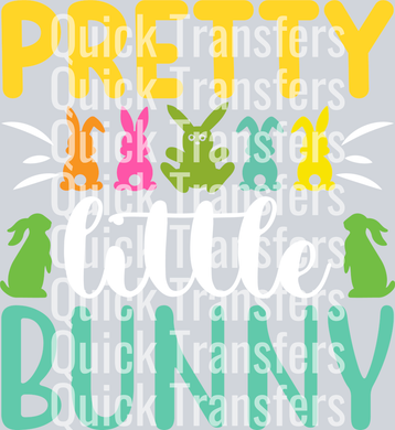 Add festive flair to your custom apparel with the Pretty Little Bunny Pastel Vibrant Easter DTF Transfer by Quick Transfers—features 