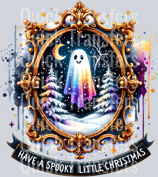 HAVE A SPOOKY LITTLE CHRISTMAS GHOST IN FRAME PNG