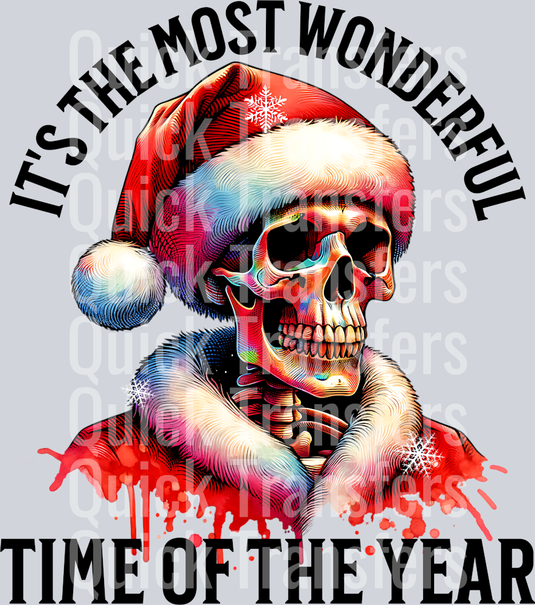 ITS THE MOST WONDERFUL TIME OF THE YEAR SANTA SKULL PNG