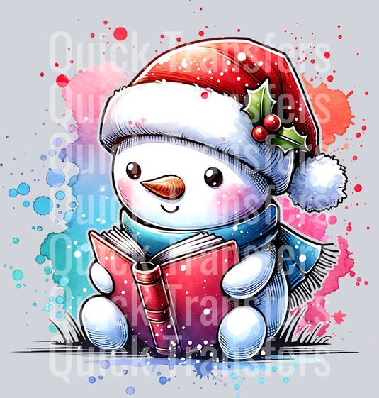 SNOWMAN READING A BOOK CLIPART
