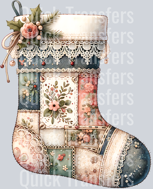 PATCHWORK CHRISTMAS STOCKING CLIPART