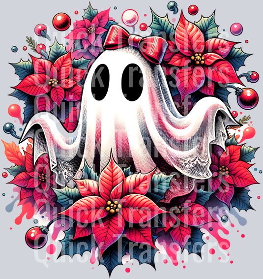 CHRISTMAS GHOST IN FLOWERS PNG