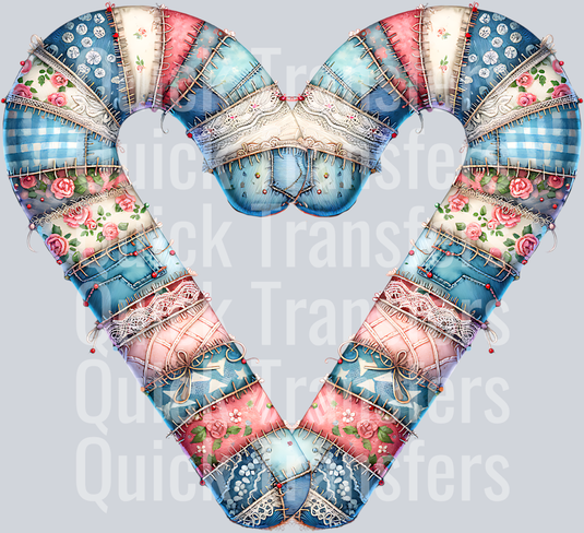 PATCHWORK CANDY CANE HEART