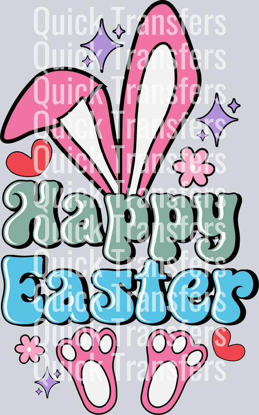 Happy Easter Retro Bunny Kids Easter T shirt Design.png