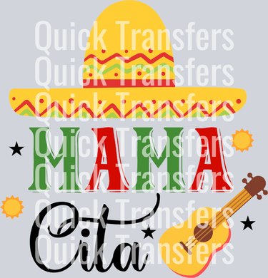 Quick Transfers' Vibrant Mamacita Sombrero Guitar Fiesta DTF Transfer features 