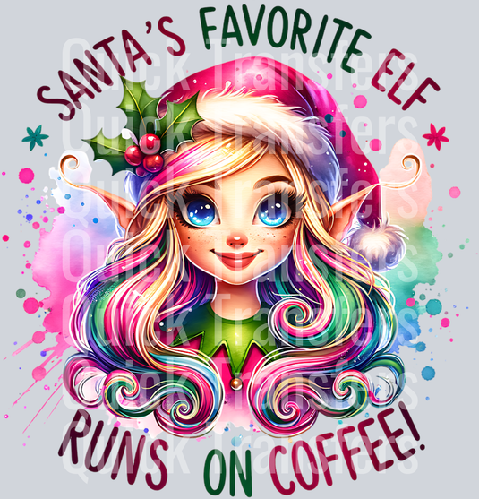 SANTAS FAVORITE ELF RUNS ON COFFEE PNG