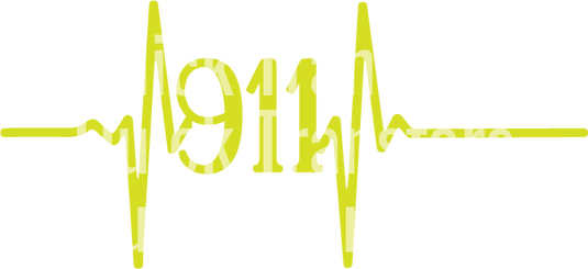 Stylized text showcasing "Quick Transfers" thrice, highlighted with fine details. A yellow frequency wave line intricately weaves through the custom "Ready to Press Transfer - Dispatcher 911 EKG" design, adding dynamic charm.