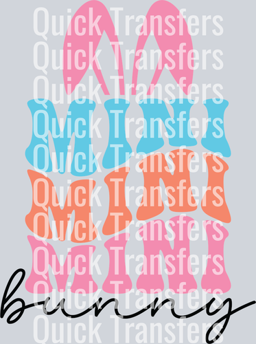 The Charming Pastel Mini Bunny Ears Script Design Transfer by Quick Transfers features 