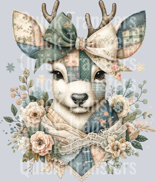 PATCHWORK REINDEER HEAD CLIPART 2