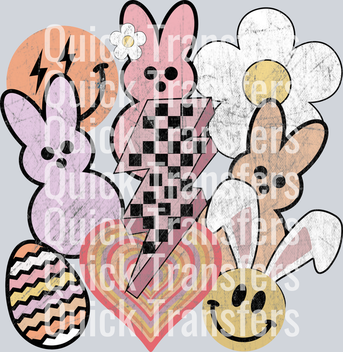 Retro Easter png, Easter bunny smiley face png 1.png