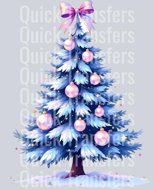 CHRISTMAS TREE WITH PINK BOW