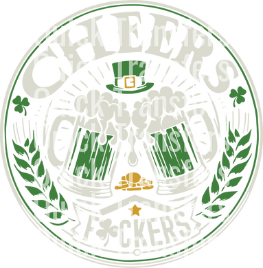 The Quick Transfers design features two green mugs styled as leprechauns with hats and belt buckles overlaid with the text 