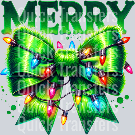 MERRY GREEN FUR BOW PNG
