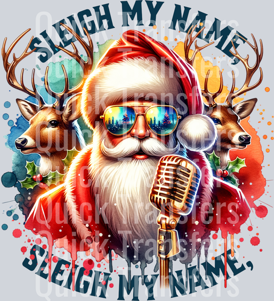 SLEIGH MY NAME WATERCOLOR SANTA