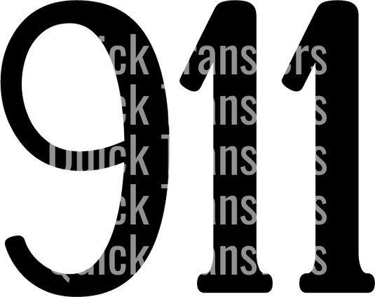 The image features the bold "911" with "Quick Transfers" overlaid in smaller text, emphasizing the durable and long-lasting quality of the Ready to Press Transfer - Dispatcher 911 by Quick Transfers.