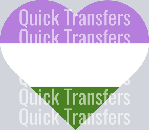 The Genderqueer Heart by Quick Transfers features a heart with purple, white, and green stripes and 
