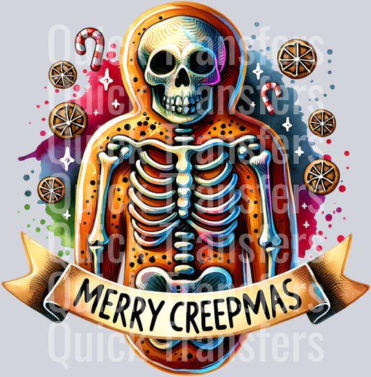 merry creepmas with skeleton cookie
