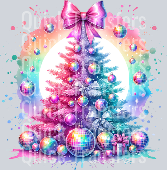 CHRISTMAS TREE WITH DISCO BALLS CLIPART