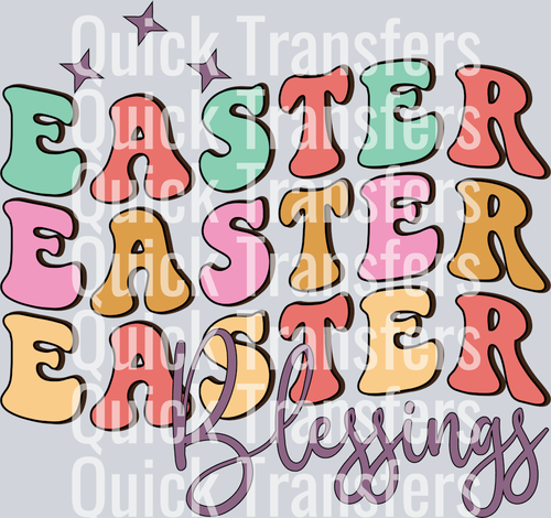 The Easter Blessings Charming Pastel Ready To Press Transfer by Quick Transfers features 