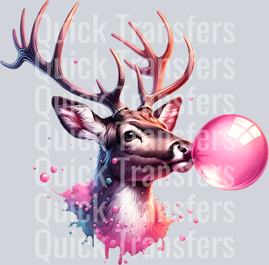 REINDEER BLOWING A BUBBLE