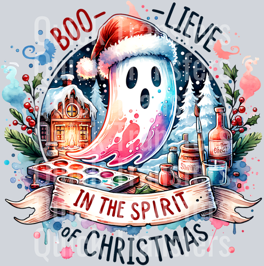 BOOLIEVE IN THE SPIRIT OF CHRISTMAS GHOST IN SANTAS WORKSHOP PNG