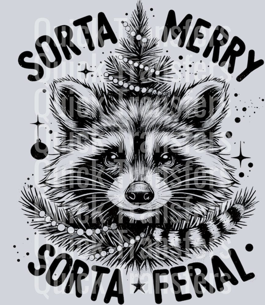Sorta Merry Sorta Feral Raccoon Christmas Tree Transfer – Quick Transfers