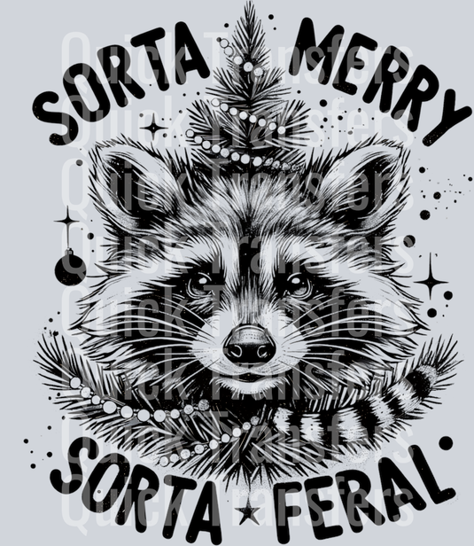 SORTA MERRY SORTA FERAL RACCOON IN CHRISTMAS TREE PNG