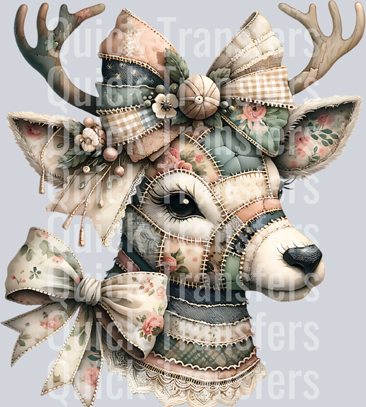 PATCHWORK REINDEER HEAD CLIPART