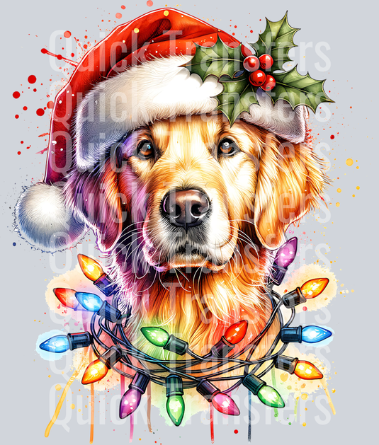 GOLDEN RETRIEVER SANTA HAT