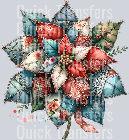 PATCHWORK POINSETTIA CLIPART